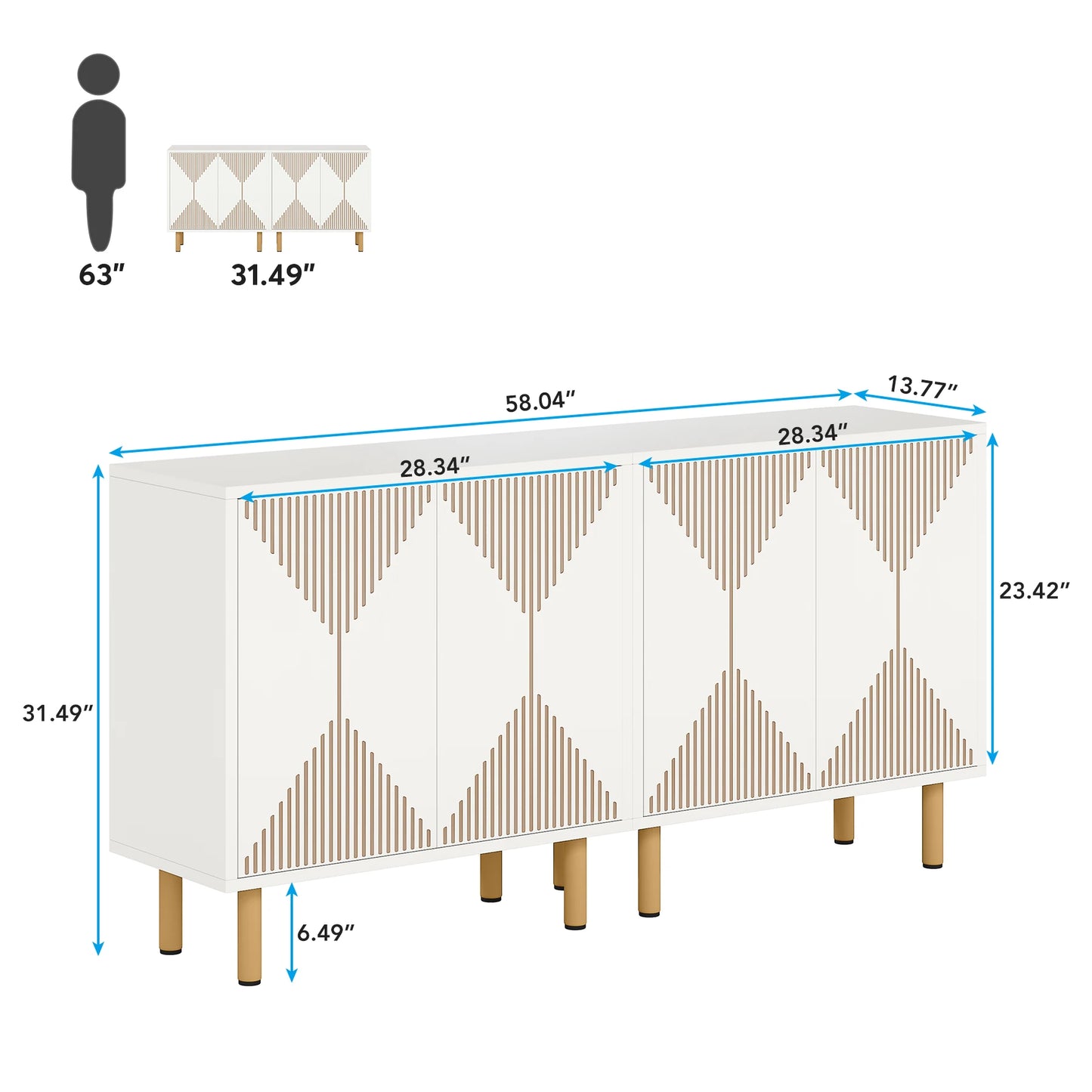 59" Tribesigns Modern Natural Storage Cabinet; Freestanding Floor Cabinet - Loft&Timber