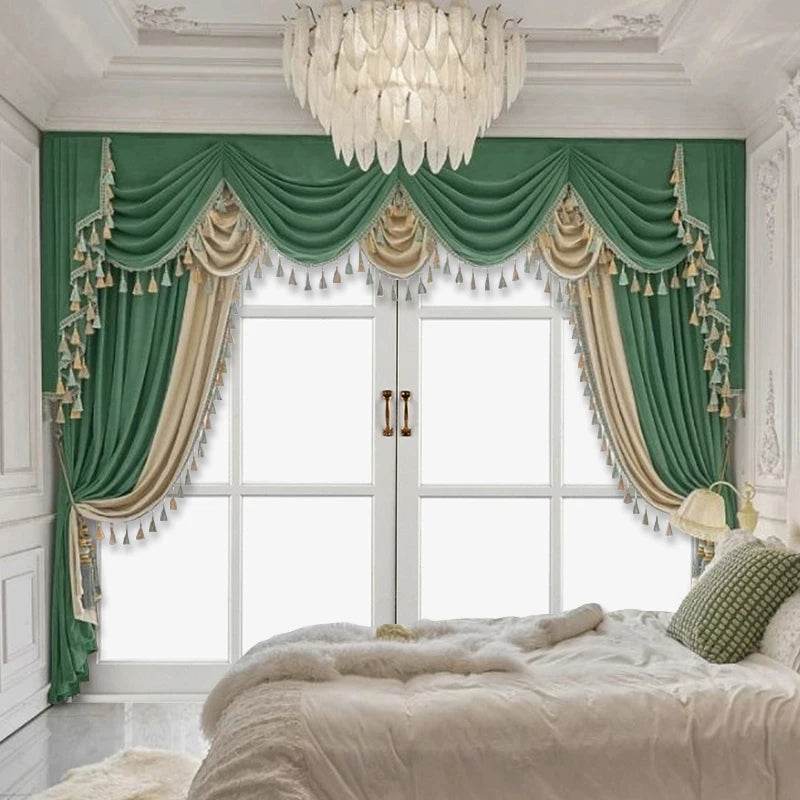 2pcs American European living room curtain luxury solid color matching flannelette, no valance - Loft&Timber