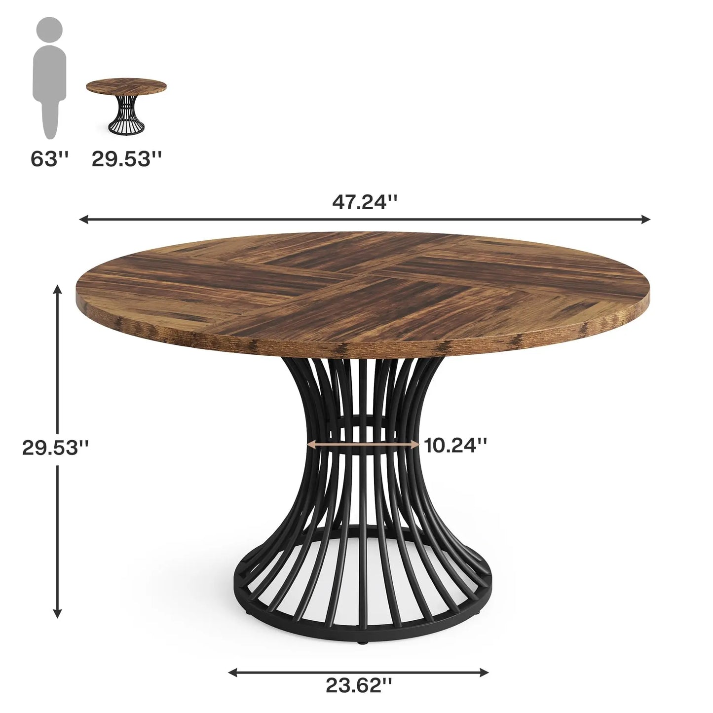 Tribesigns Round Dining Table for 4-6 People, 47" - Loft&Timber