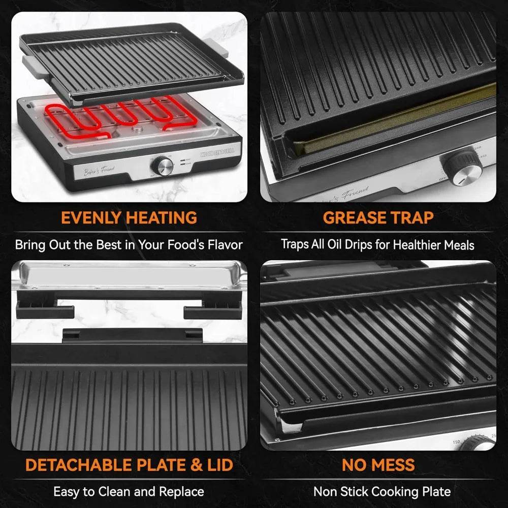 Baker's Friend Smokeless Indoor Grill with Removable Plates - Loft&Timber