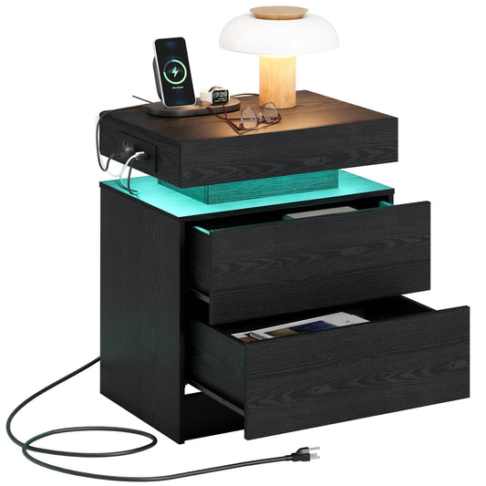 LIKIMIO Night Stand with Charging Station - Loft&Timber