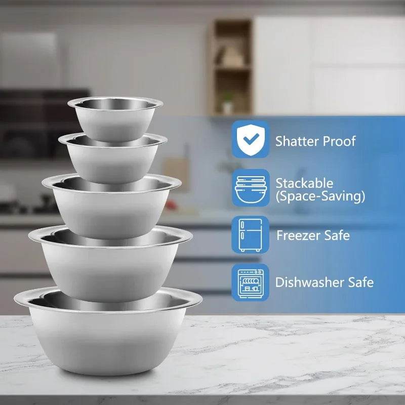Mixing Bowl Set of 5 Stainless Steel - Loft&Timber