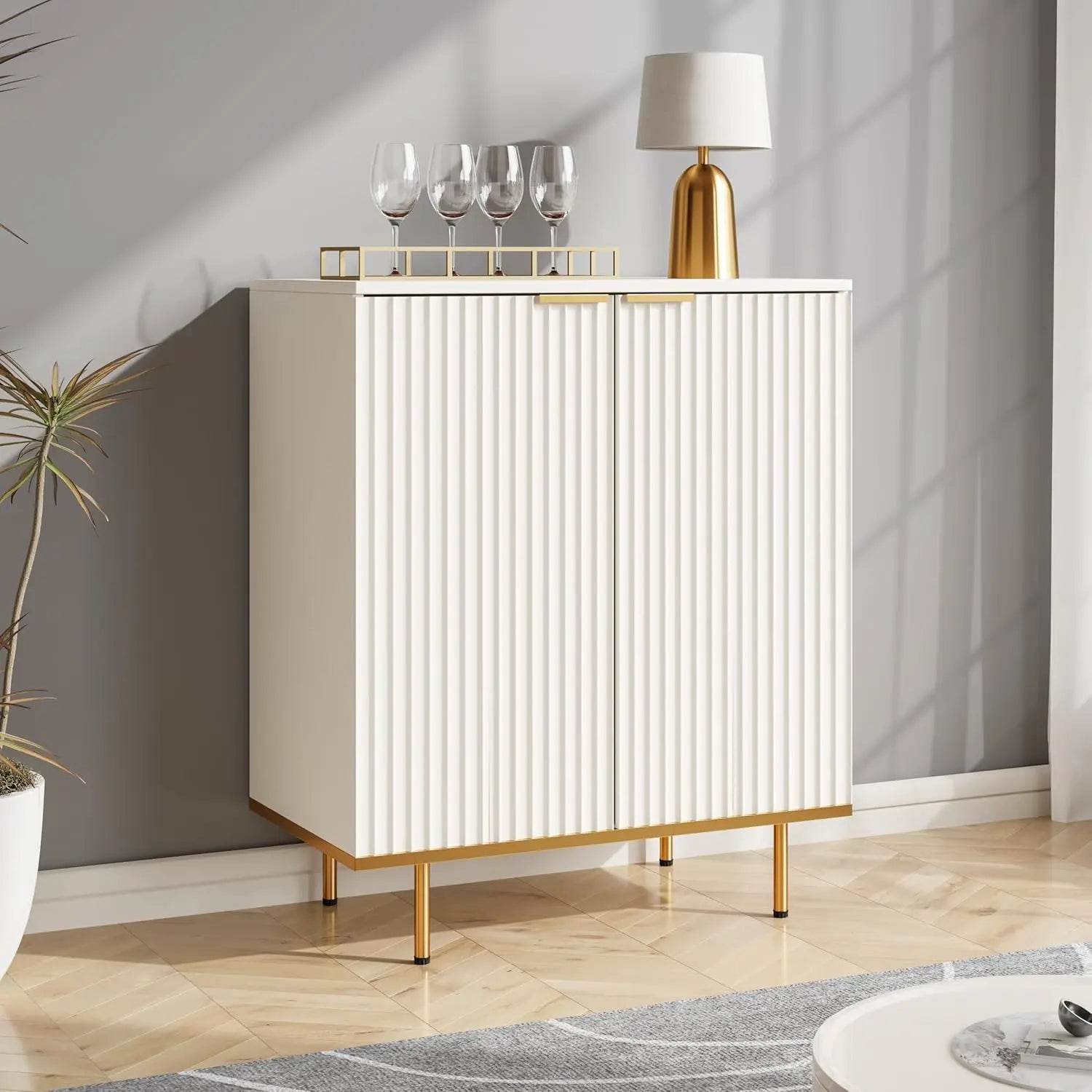 Fluted Sideboard Cabinet, 2 Door & 3 Drawer Design - Loft&Timber