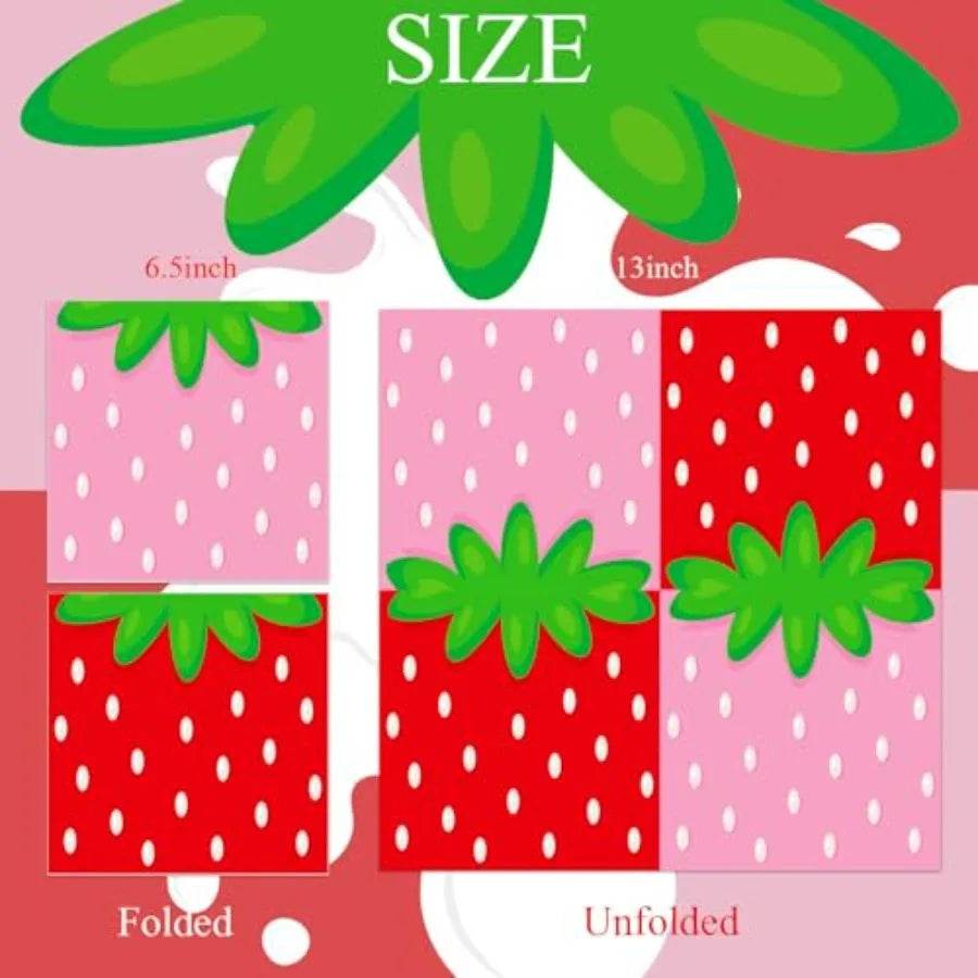 Strawberry Party napkins 6.5 x 6.5 Ih Pink and Red Strawberries - Loft&Timber