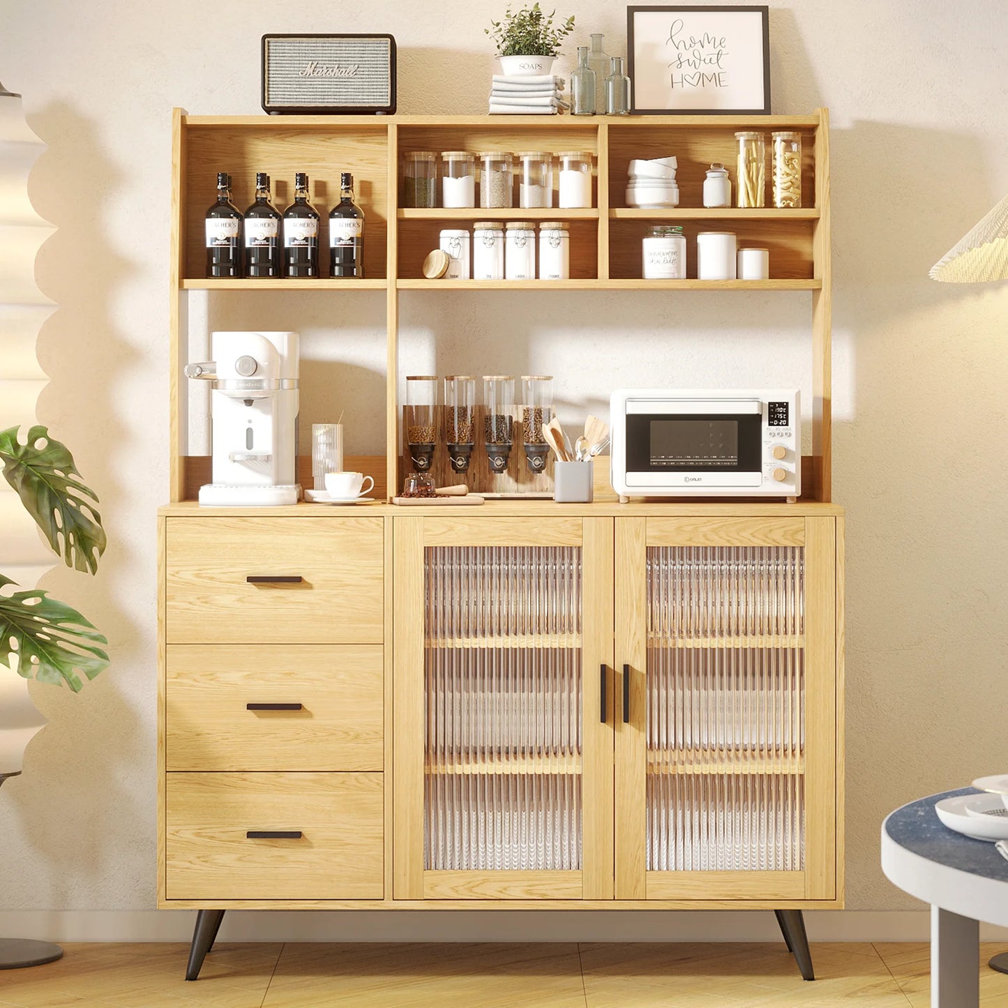 47" VOWNER Freestanding Hutch Storage Cabinet - Loft&Timber
