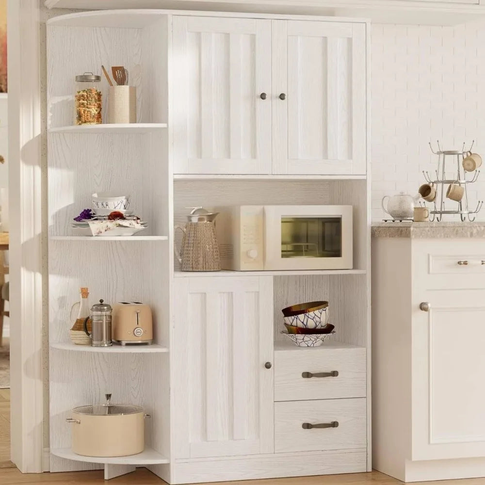 60.4" Farmhouse Kitchen Pantry Storage Cabinet with Doors and Adjustable Shelves - Loft&Timber
