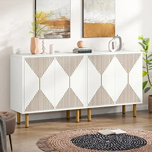 59" Tribesigns Modern Natural Storage Cabinet; Freestanding Floor Cabinet - Loft&Timber