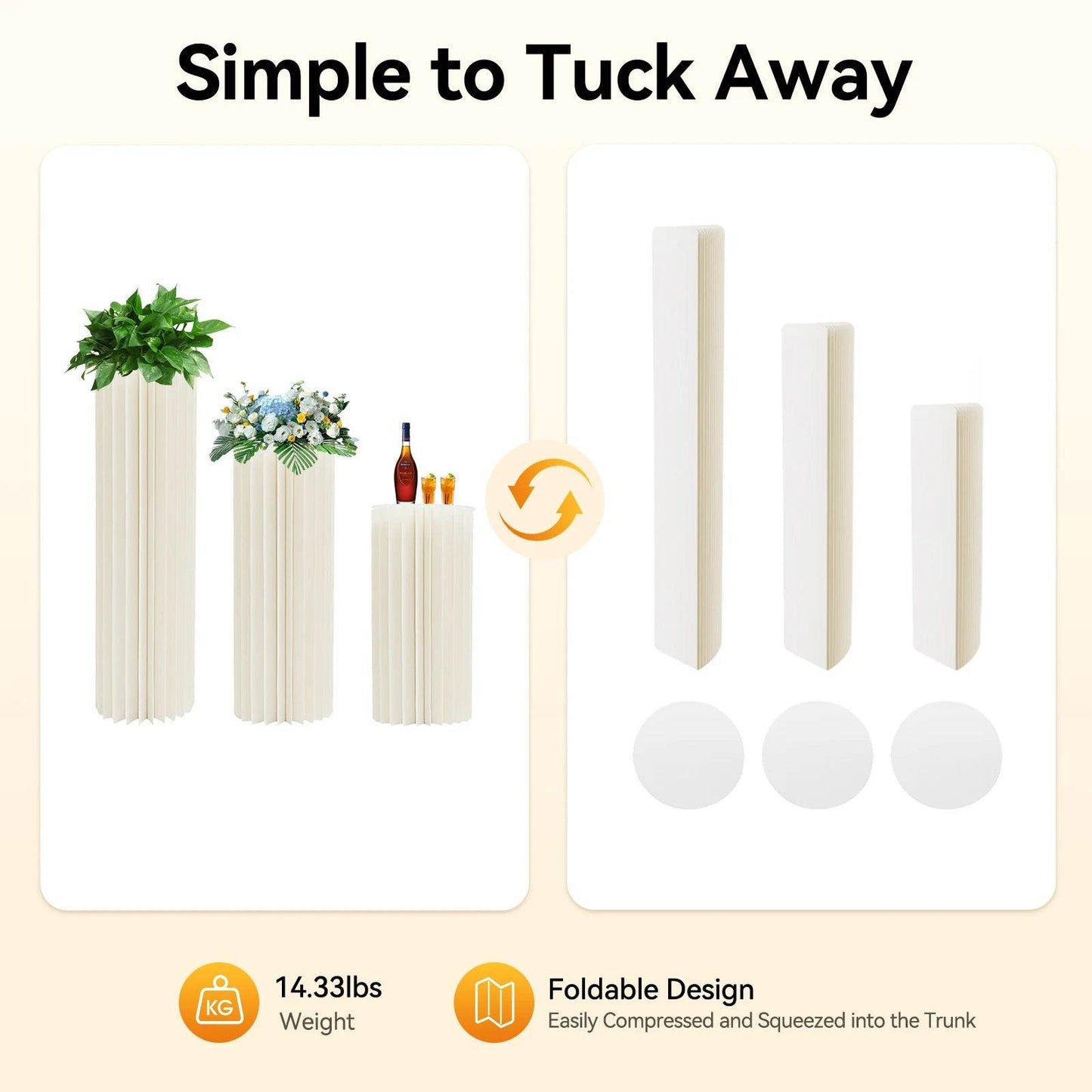 3-Tier Cardboard Centerpiece Stands, 60cm 80cm 100cm - Loft&Timber