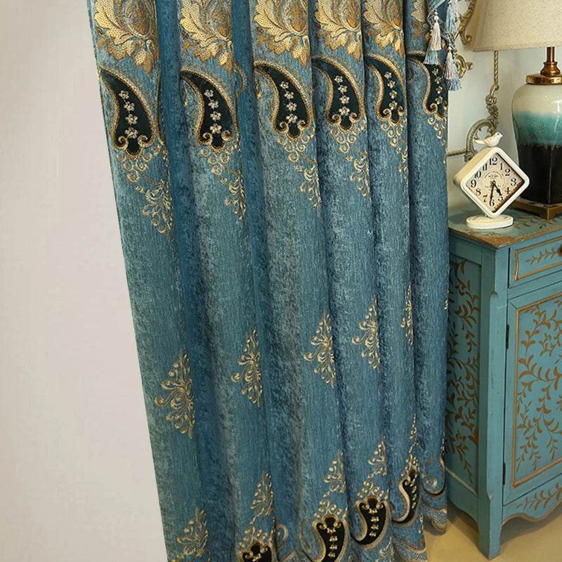 2pcs Luxuriously embroidered Chenille curtains - Loft&Timber