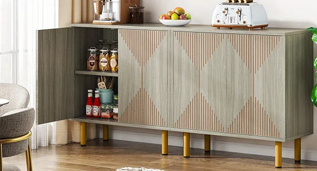59" Tribesigns Modern Natural Storage Cabinet; Freestanding Floor Cabinet - Loft&Timber