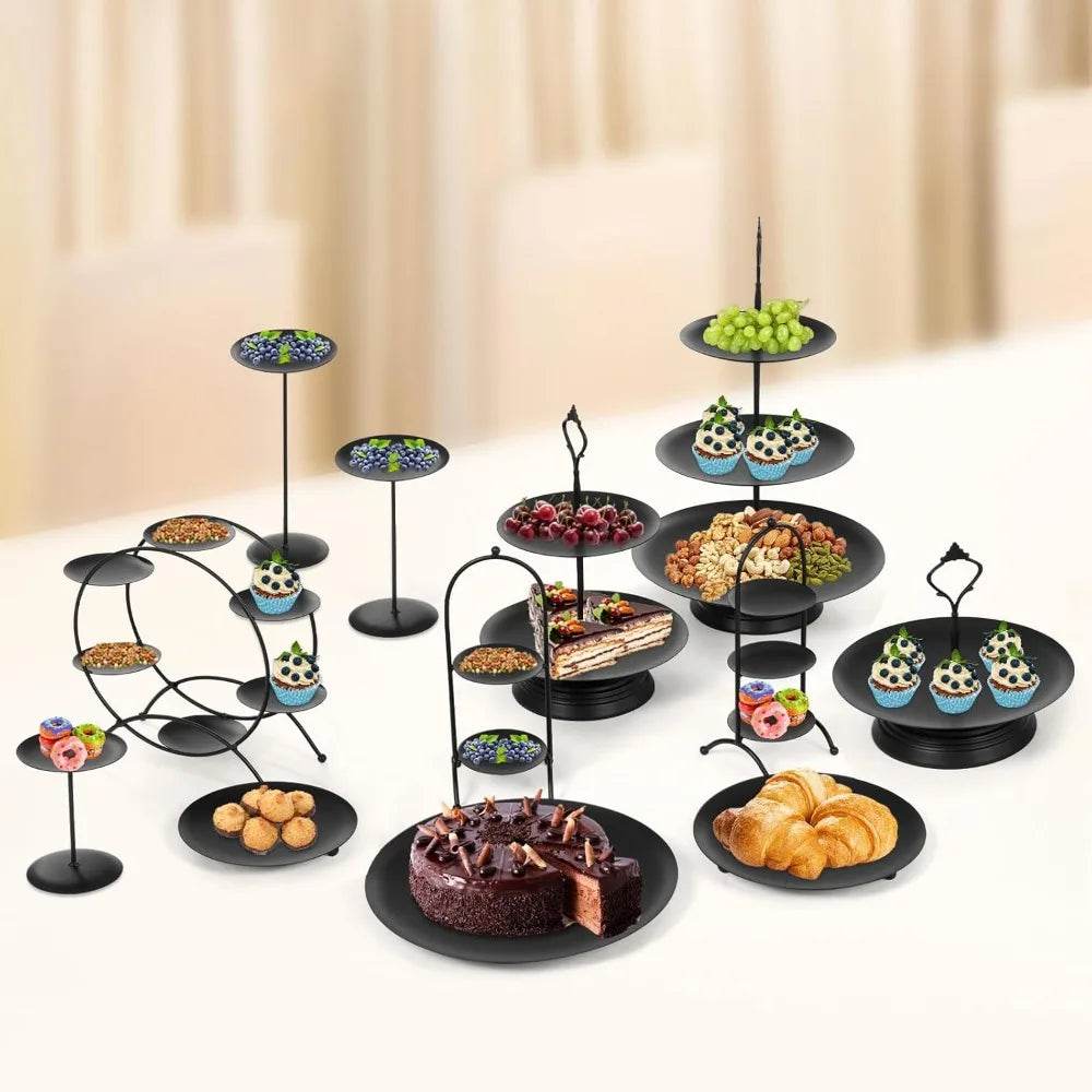 12 Pcs White/Black Cake Stand Set - Loft&Timber