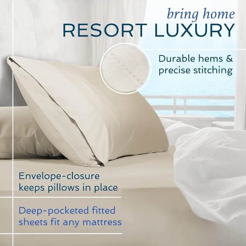 4 Piece Bed Sheet Set King Size, 100% Viscose Derived from Bamboo Sheets Set with 2 Pillowcases - Loft&Timber