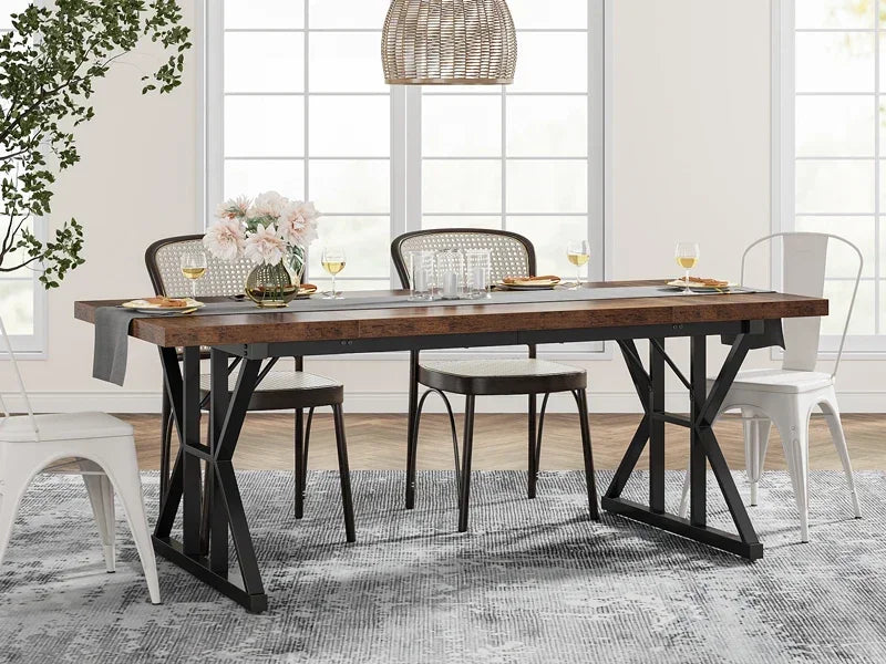 Farmhouse Dining Table for 6 People, 70.8" - Loft&Timber