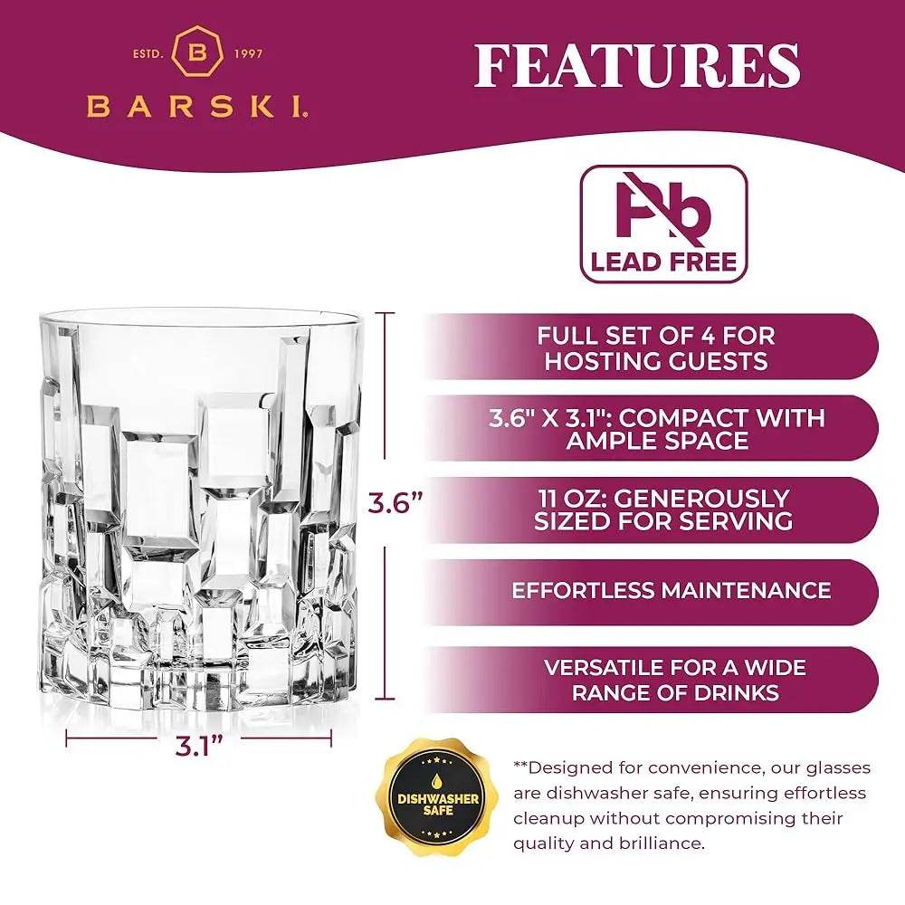 Whiskey Glasses - Double Old Fashioned Rocks Glass - Set Of 4 - Loft&Timber