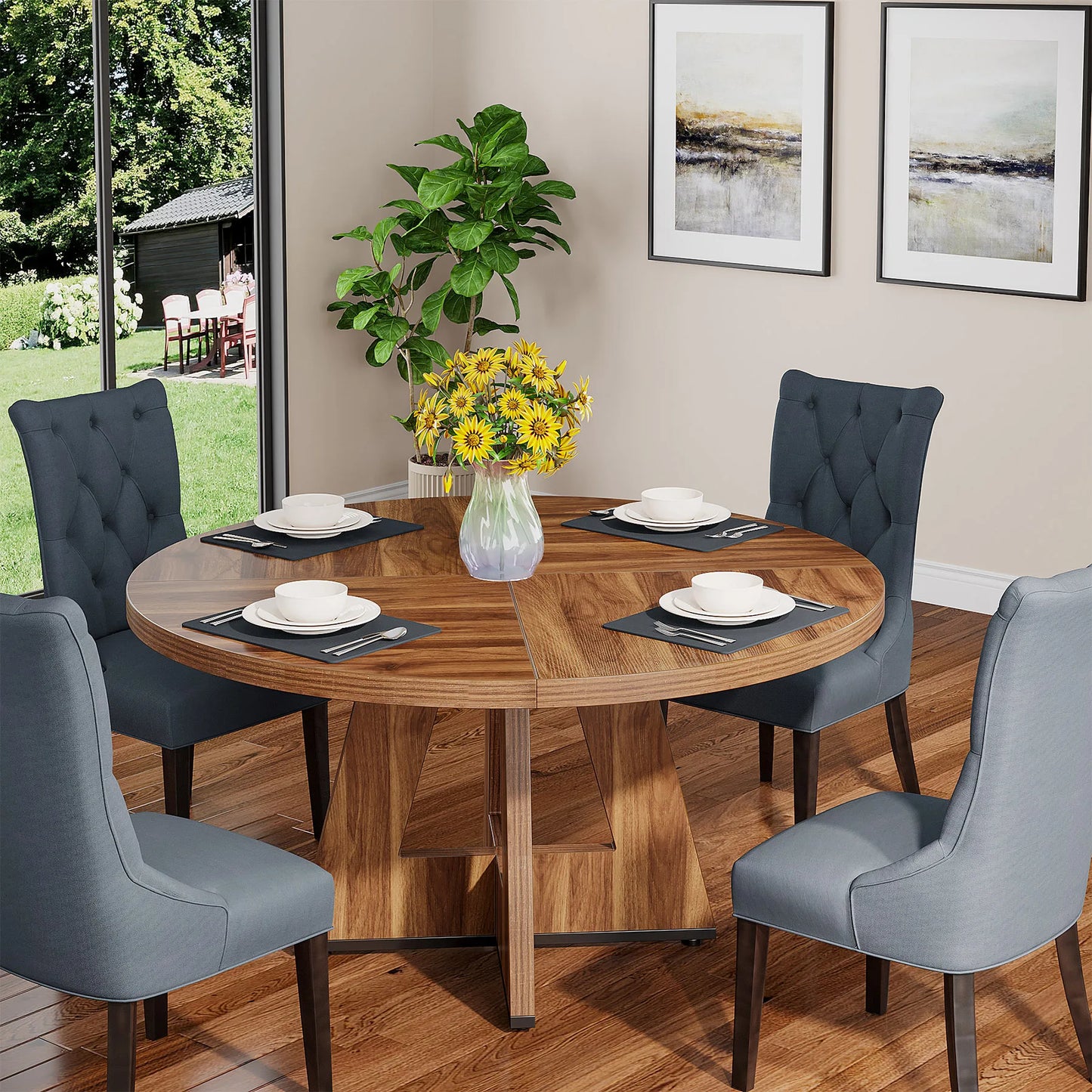 Tribesigns Round Dining Table for 4, 47" - Loft&Timber