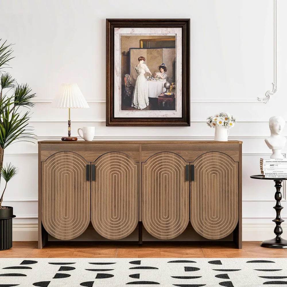 Fluted Sideboard Cabinet with Storage with Adjustable Shelves - Loft&Timber