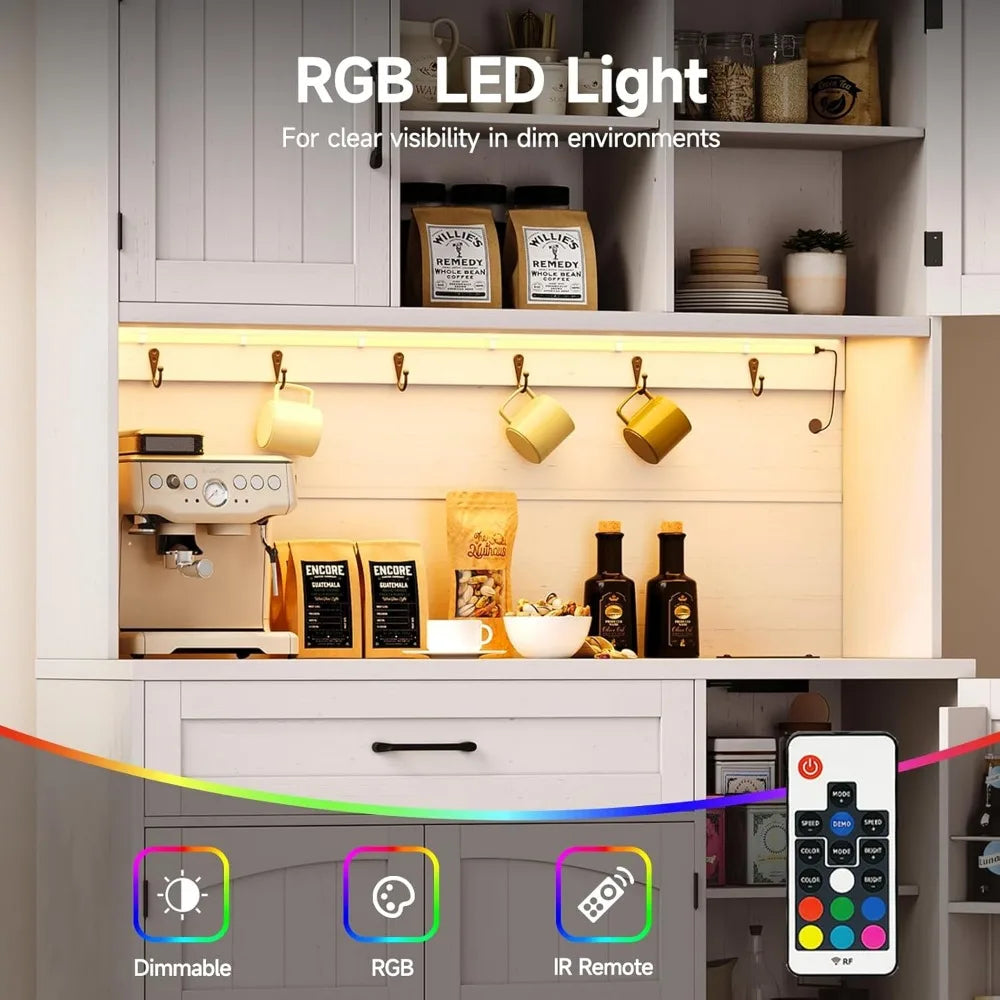 71" Pantry Cabinet With LED Light & Outlet - Loft&Timber