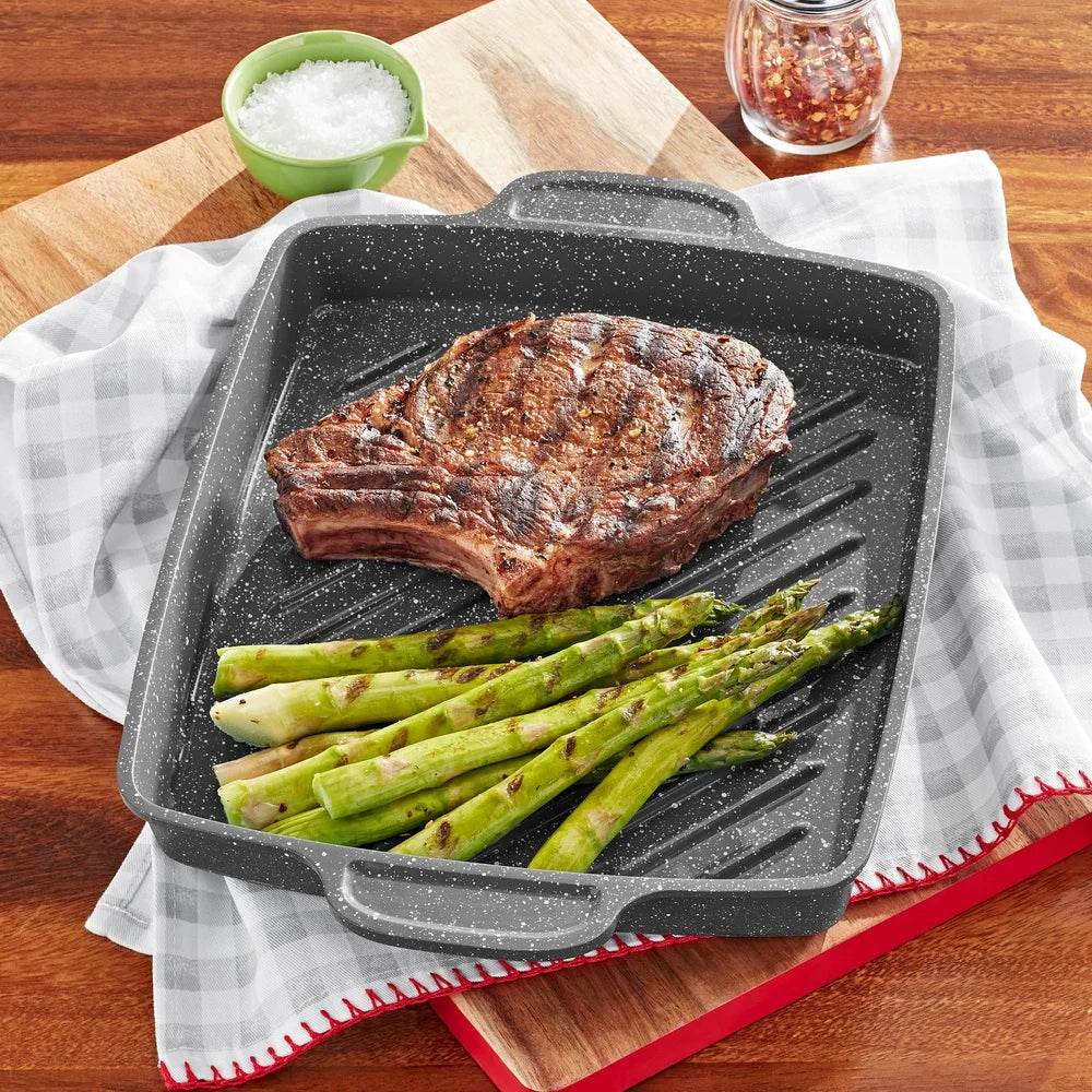 12 Inch Square Non-Slip Handle Cast Aluminum Steak Pan Non-Stick Coating - Loft&Timber
