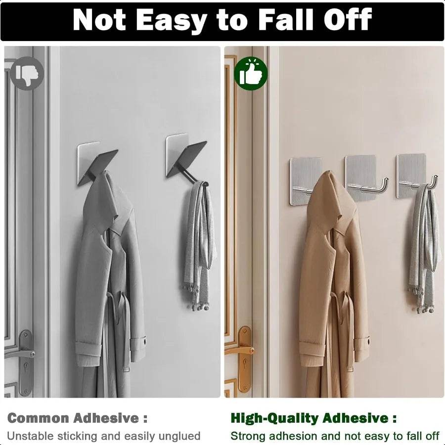 Adhesive Hooks 304 Stainless Steel Sticky Wall Hooks - Loft&Timber