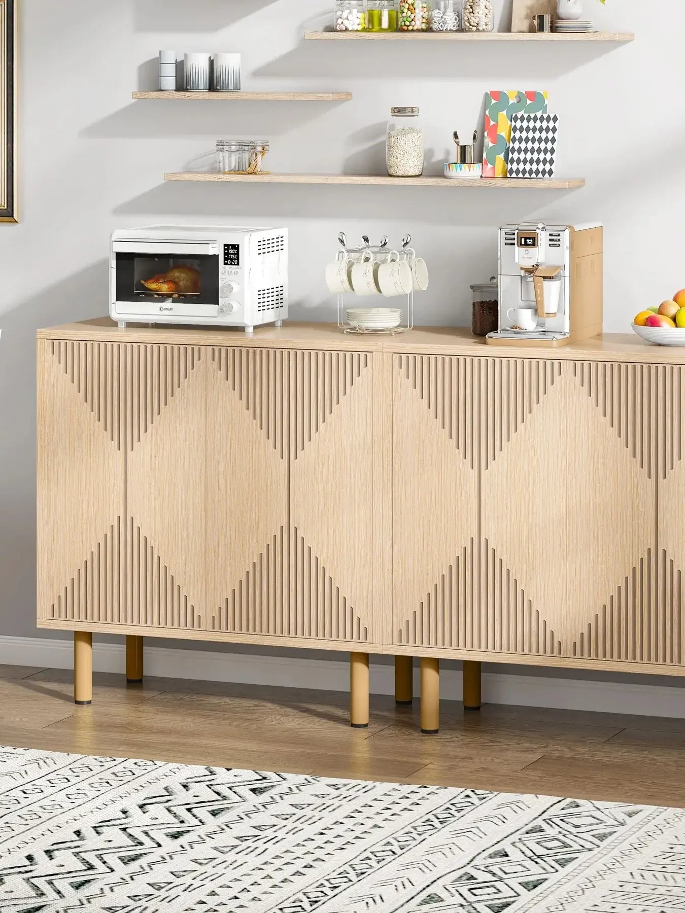 59" Tribesigns Modern Natural Storage Cabinet; Freestanding Floor Cabinet - Loft&Timber