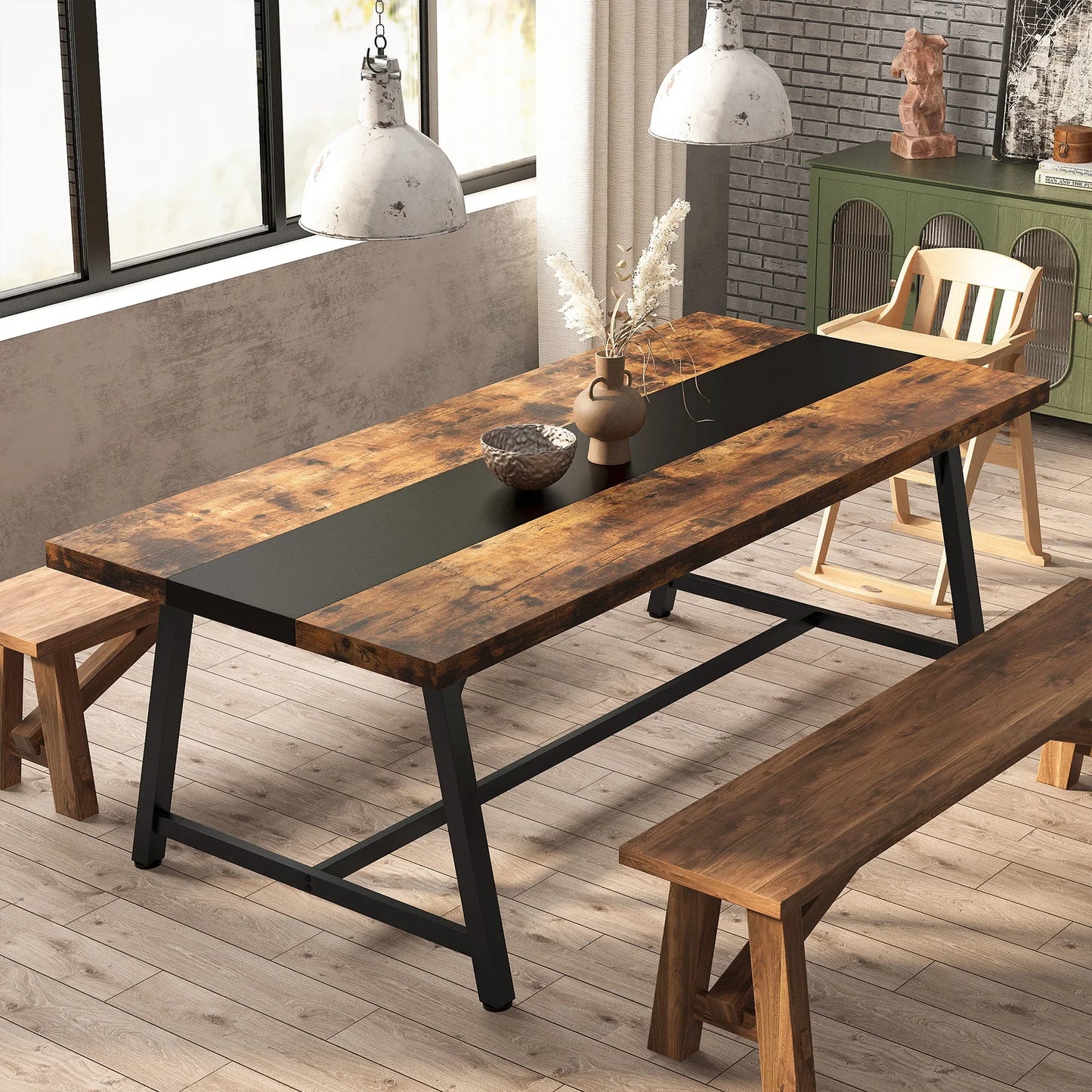 Tribesigns Dining Table for 8 People, 70.87" Rectangular Wood Kitchen Table - Loft&Timber