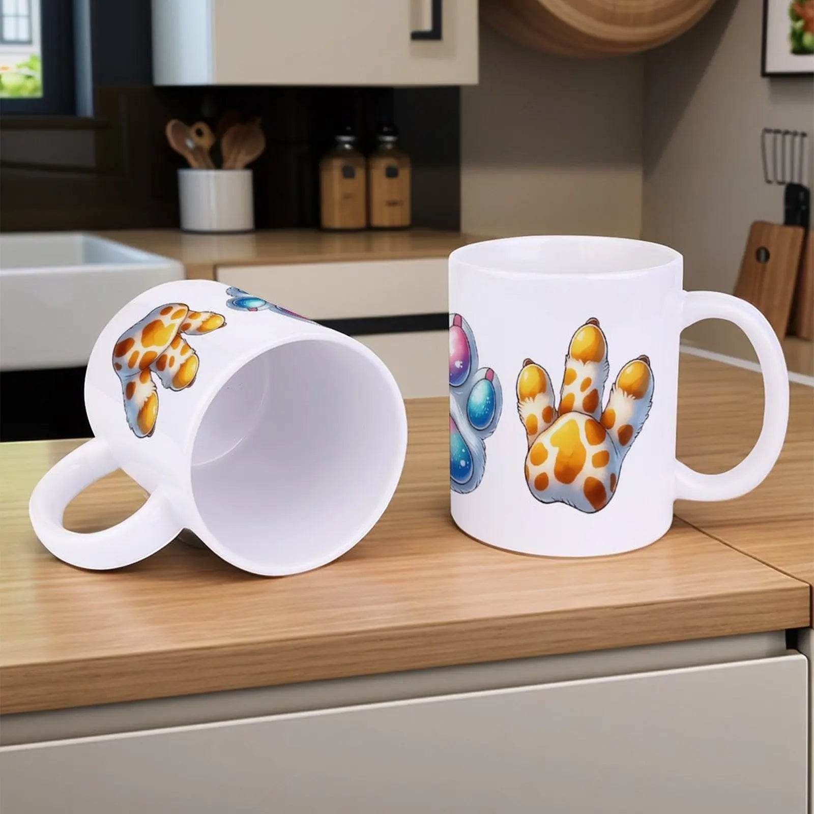 Three Animated Animal Paw Shaped Like Donuts. Custom Mug, 11oz Coffee Mug - Loft&Timber