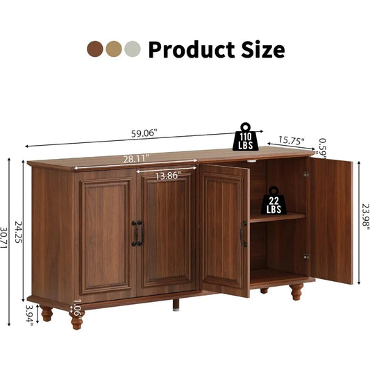 59" Large Sideboard Buffet Cabinet with Storage - Loft&Timber