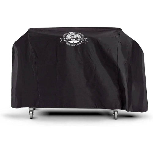 Four Burner Liquid Propane Gas Grill with Foldable Side Shelves, 36-Inch Flat Top Griddle, Fitted Cover, Deluxe Black - Loft&Timber