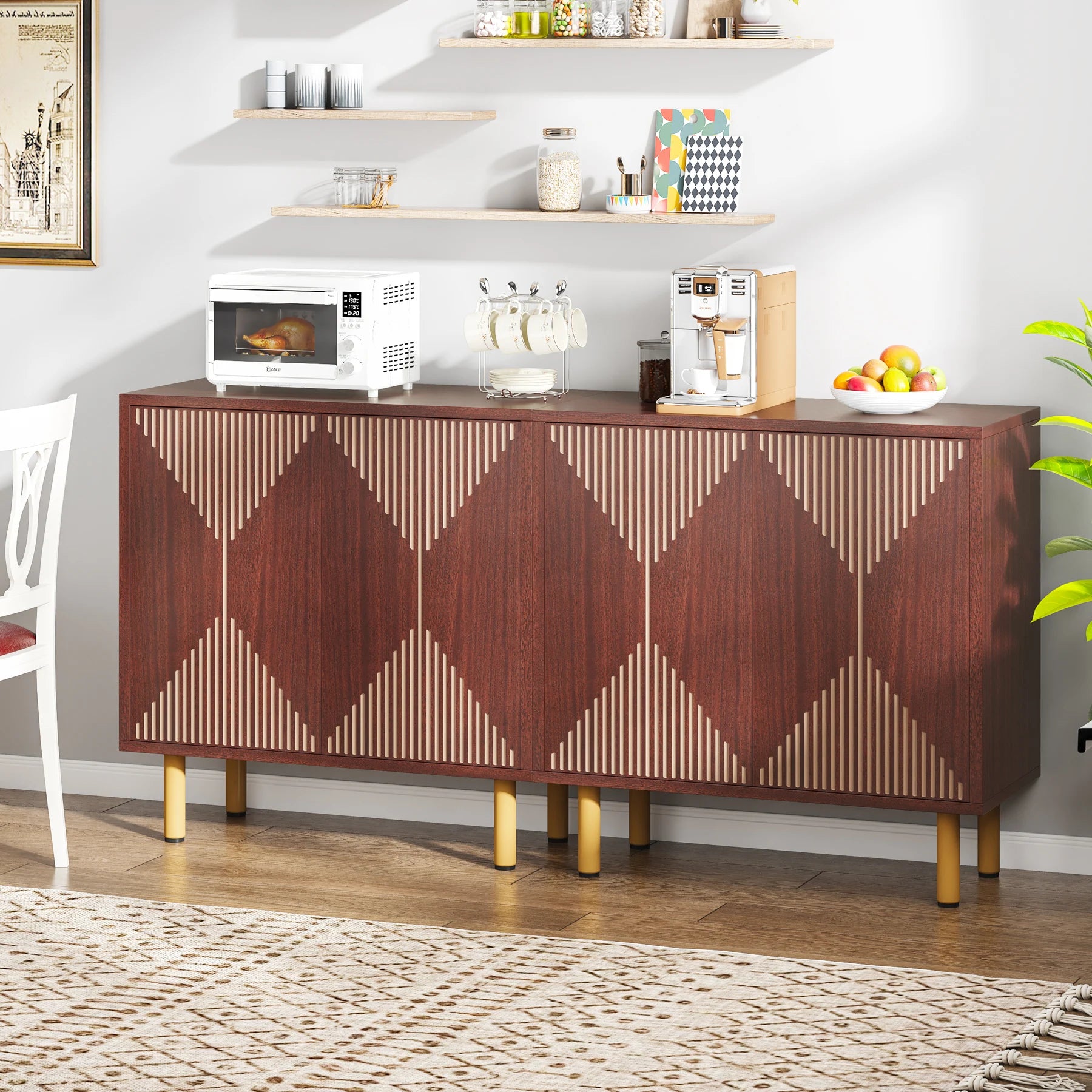 59" Tribesigns Modern Natural Storage Cabinet; Freestanding Floor Cabinet - Loft&Timber