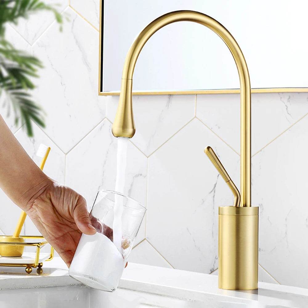 Brushed Gold Basin Faucet - Loft&Timber