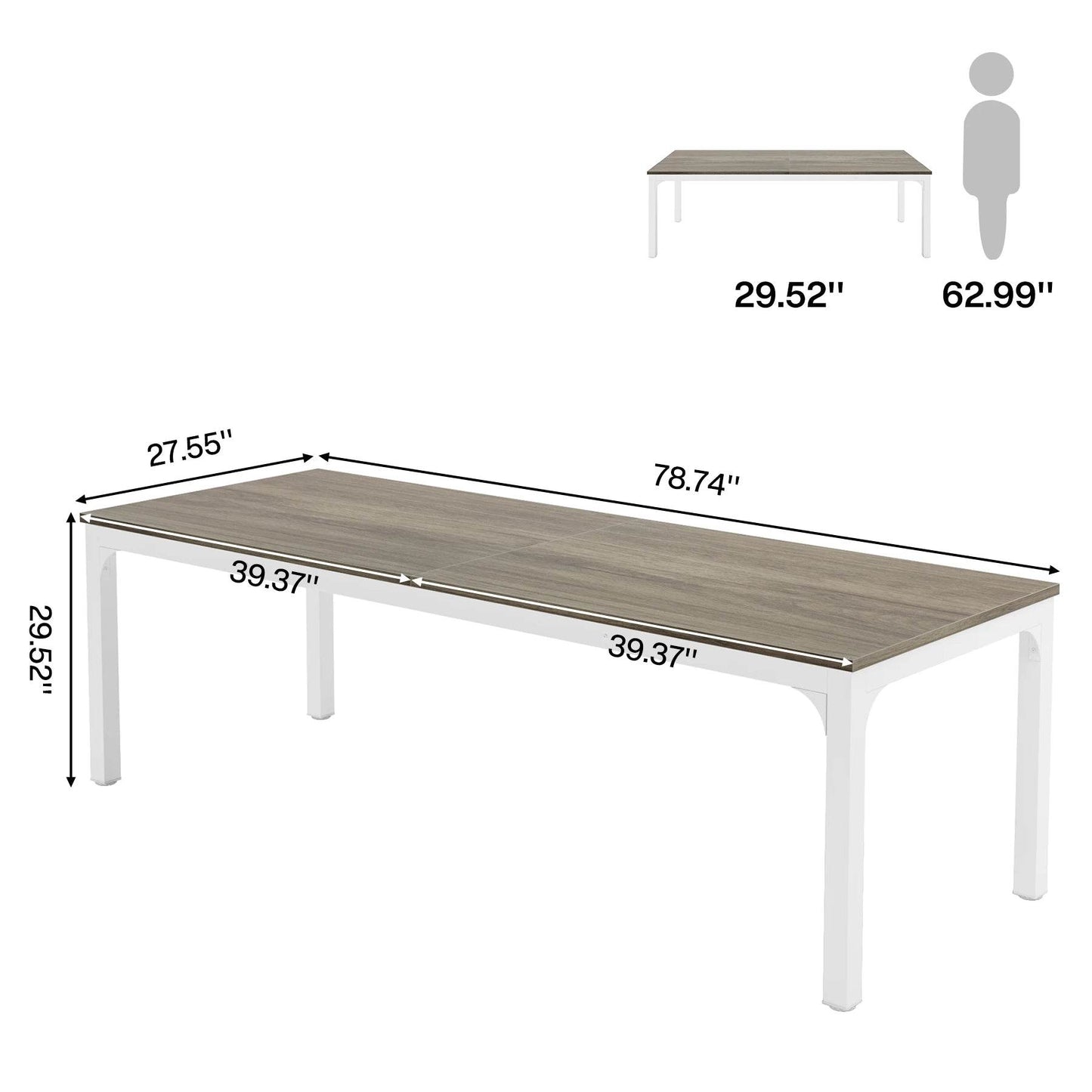 Tribesigns Dining Table for 6-8 People, 200cm - Loft&Timber