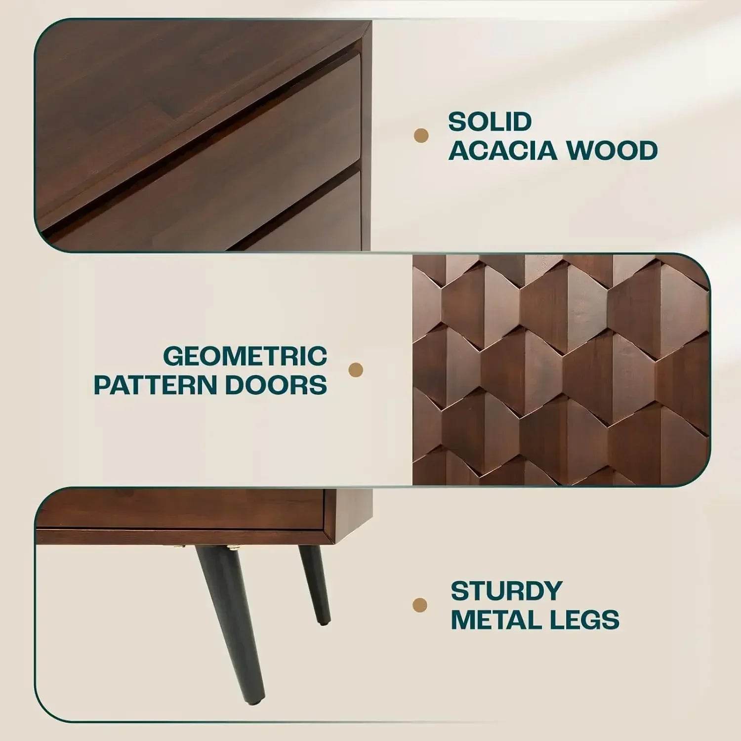 Sideboard Georgina Solid Wood 2 Doors & 3 Drawers - Loft&Timber