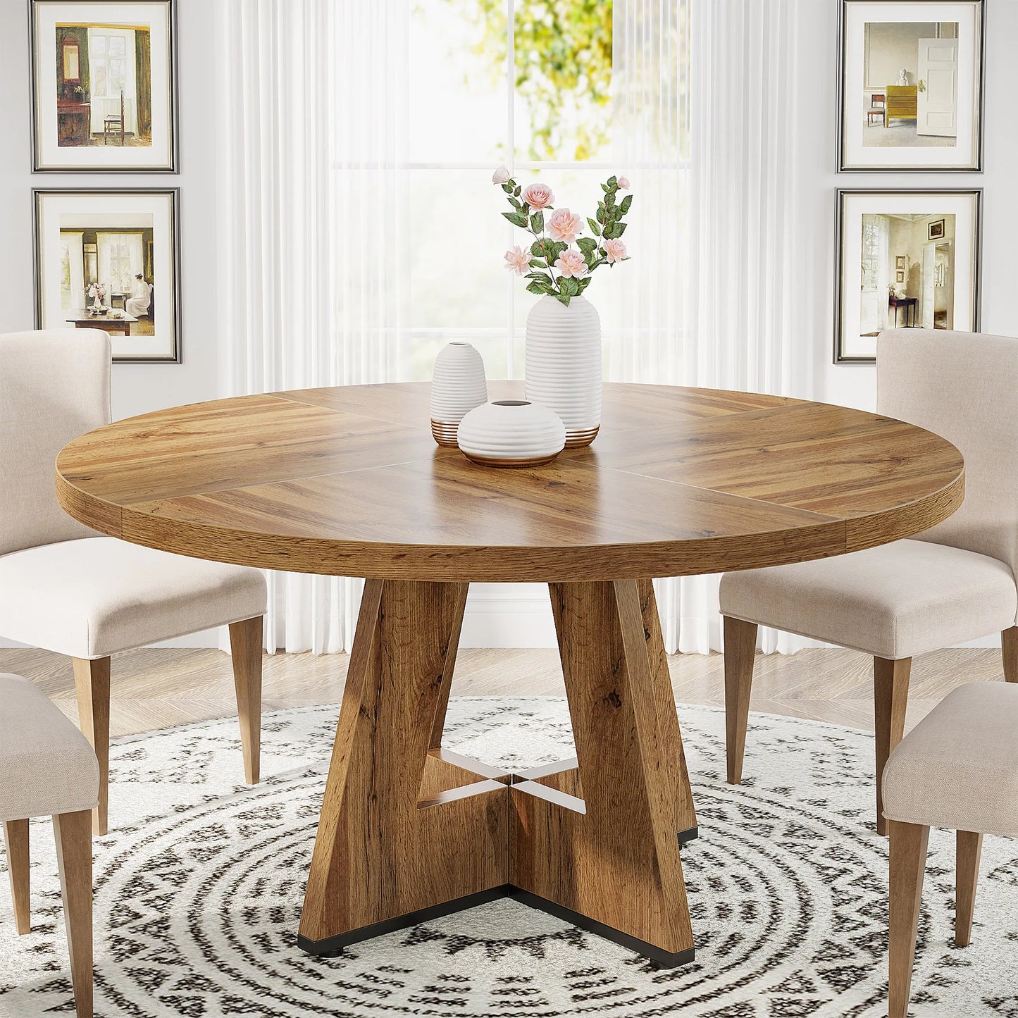 Tribesigns Round Dining Table for 4, 47" - Loft&Timber