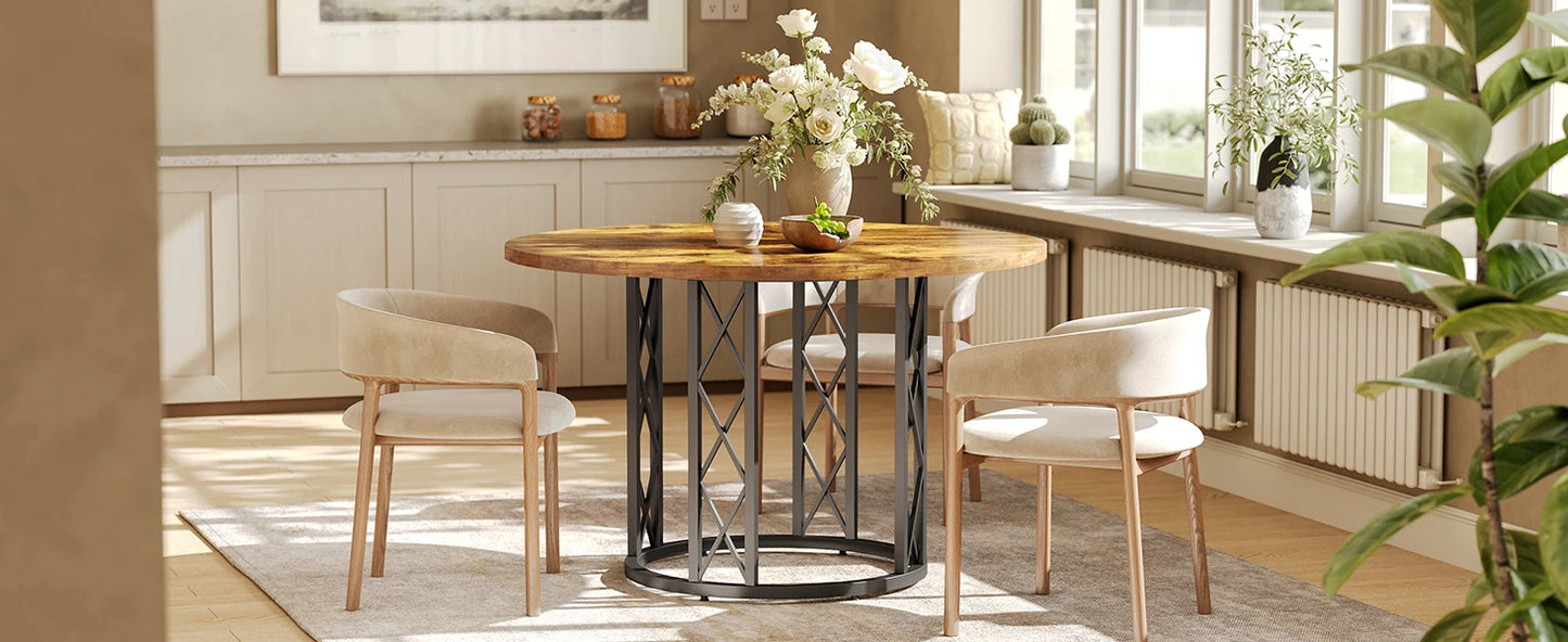 Tribesigns Round Dining Table for 4-6 People, 47" - Loft&Timber
