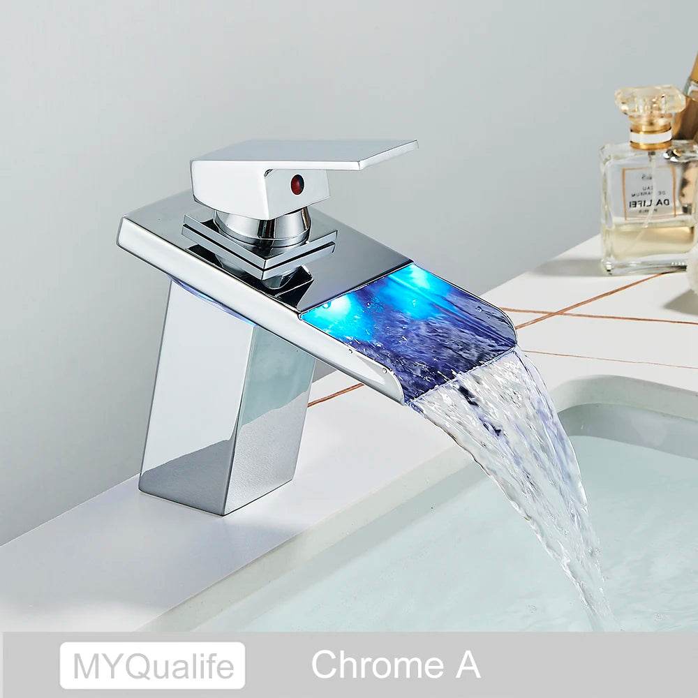 Luxury LED Color Changing Waterfall Basin Sink Faucet - Loft&Timber