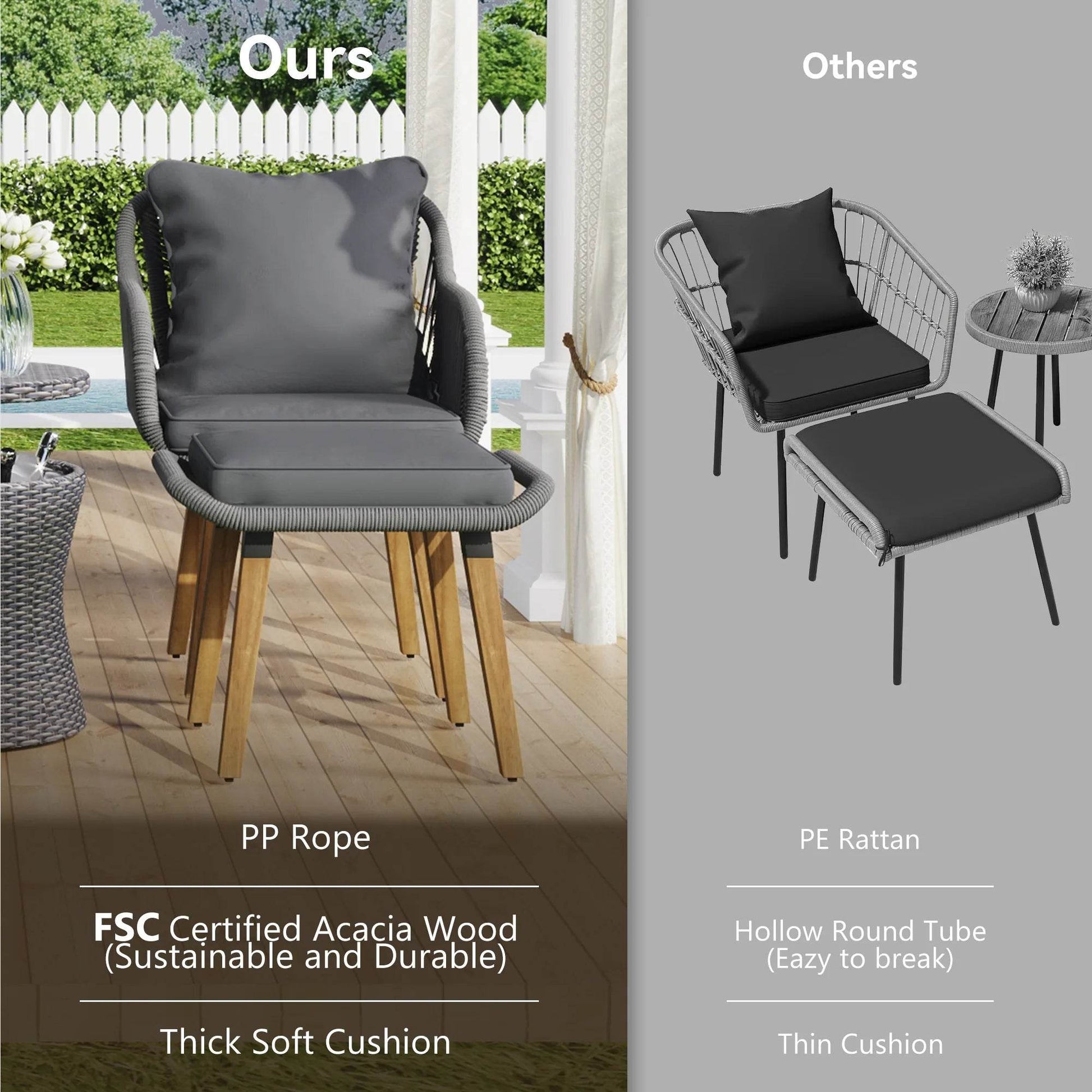 5 Pieces Outdoor Patio Furniture Set - Loft&Timber