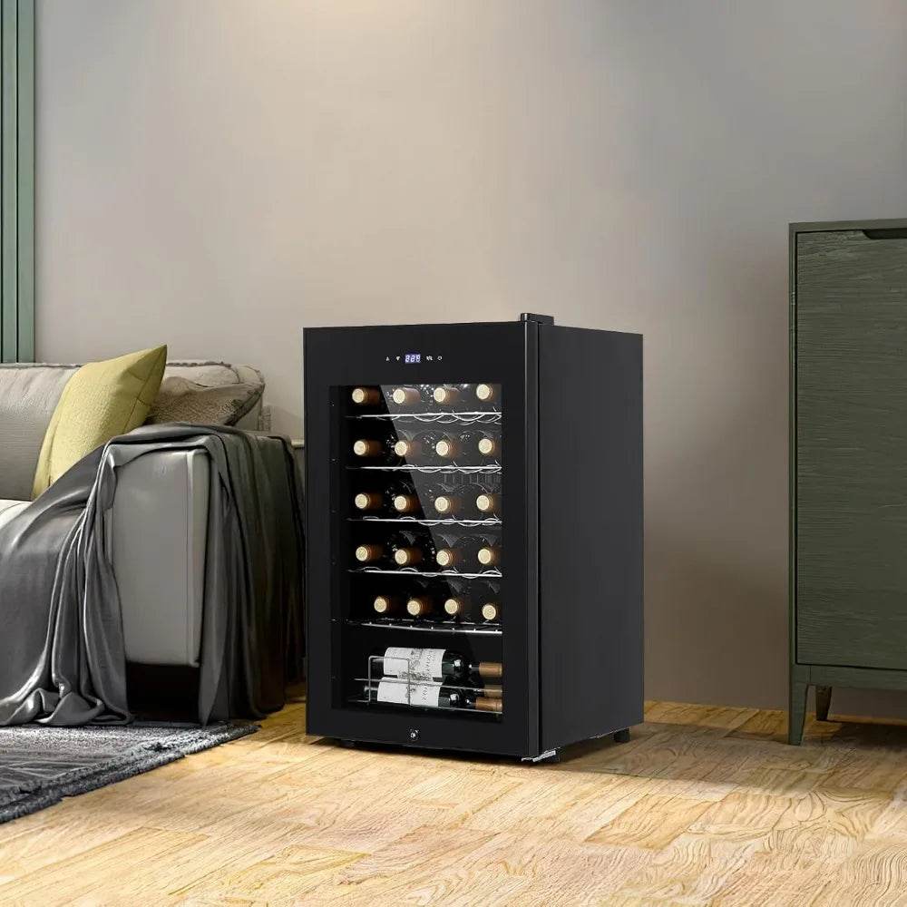 24 Bottle Built-In Wine Cooler Refrigerator with Glass Door - Digital Temperature Control 40°F-65°F