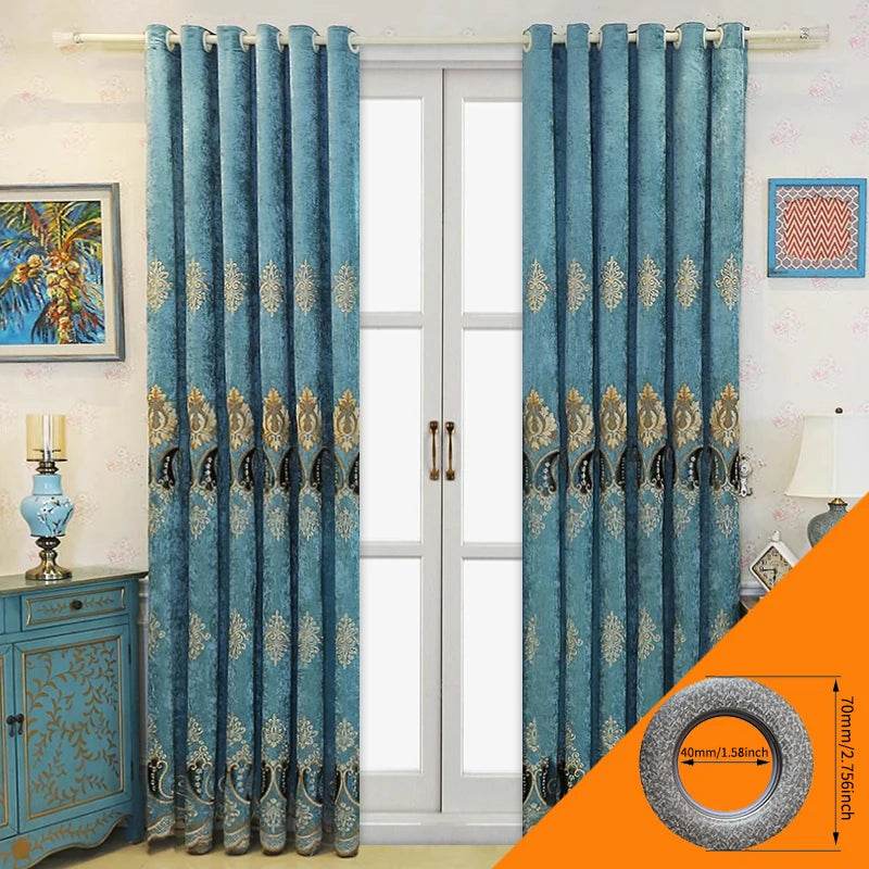 2pcs Luxuriously embroidered Chenille curtains - Loft&Timber