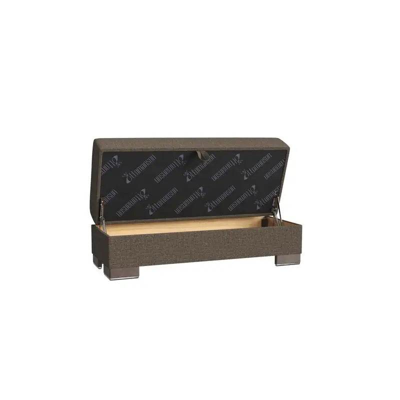 Upholstered Storage Ottoman, Brown Fabric - Loft&Timber
