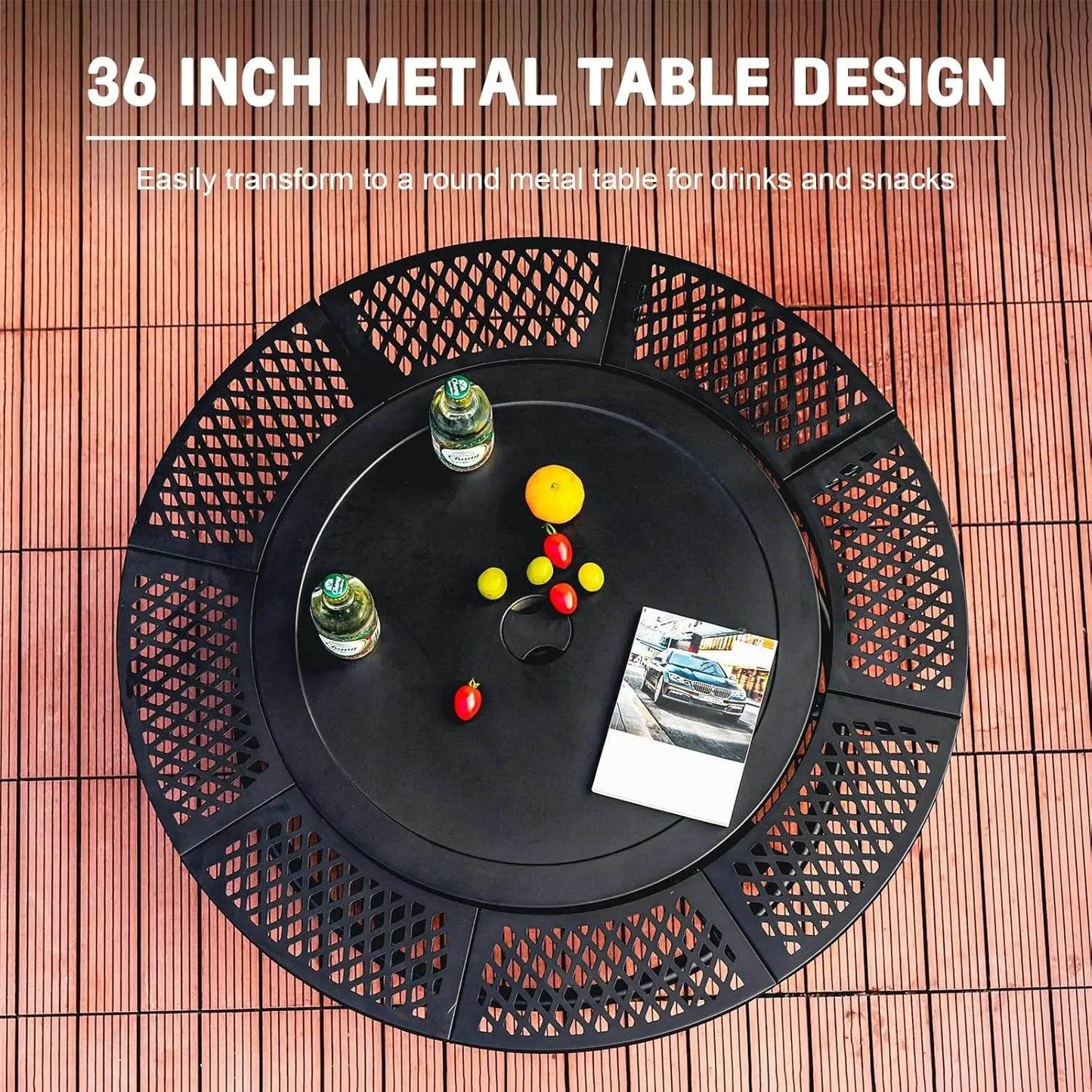 36 Inch Fire Pit with 2 Cooking Grills,Outdoor Wood Burning BBQ Firepit with Lid, 3-in-1 Outdoor Fire Pit - Loft&Timber