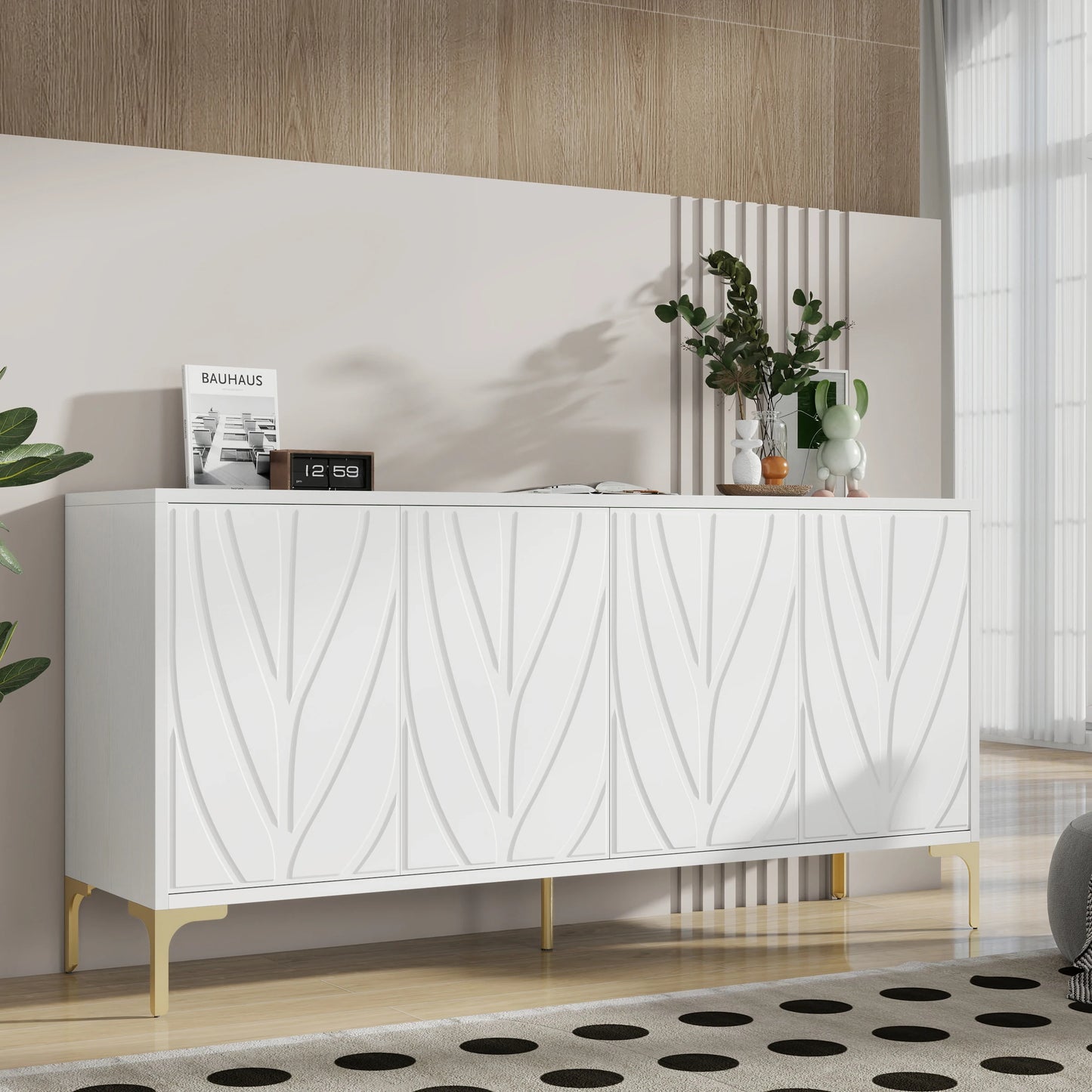59" Creative carved 4-door Sideboard - Loft&Timber