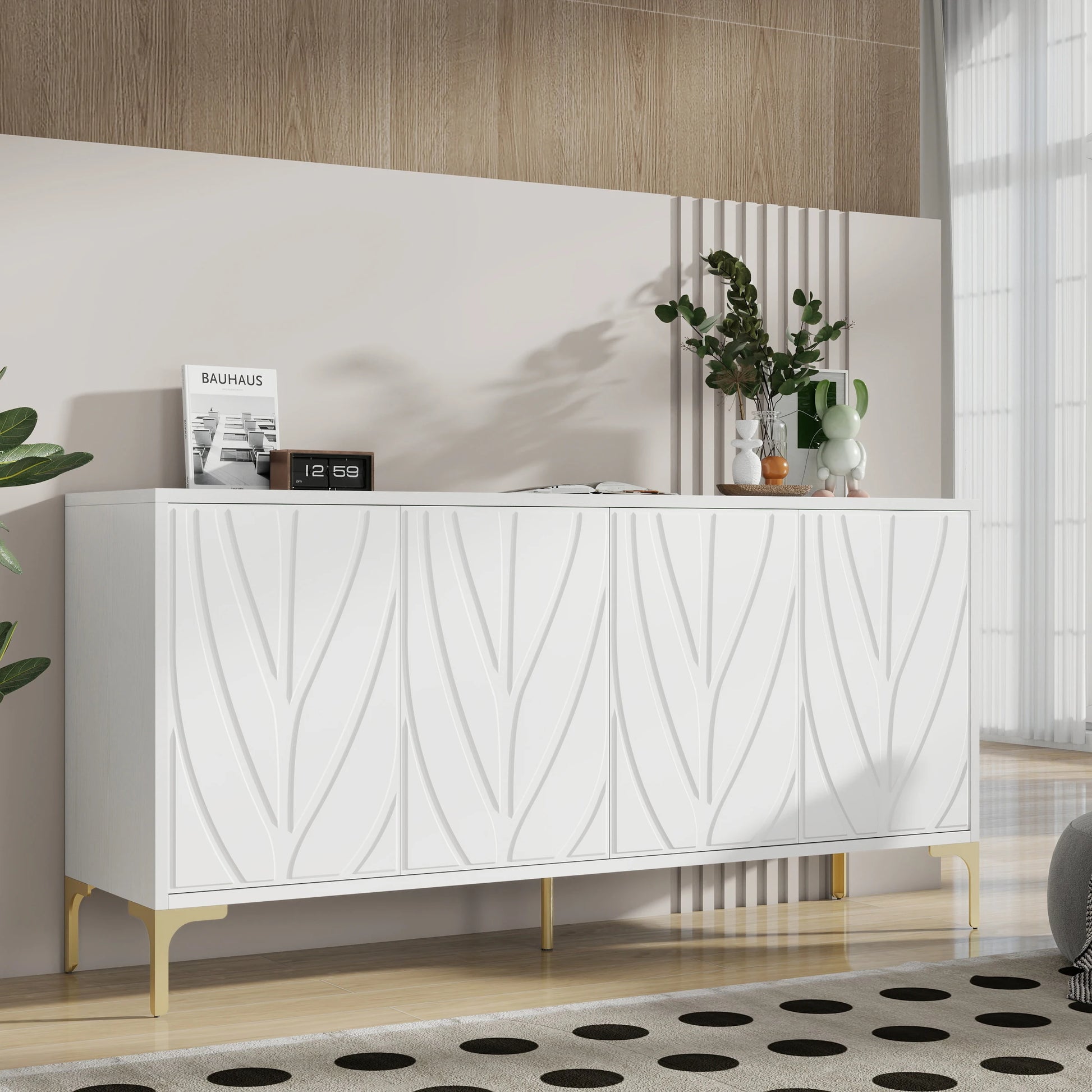 59" Creative carved 4-door Sideboard - Loft&Timber