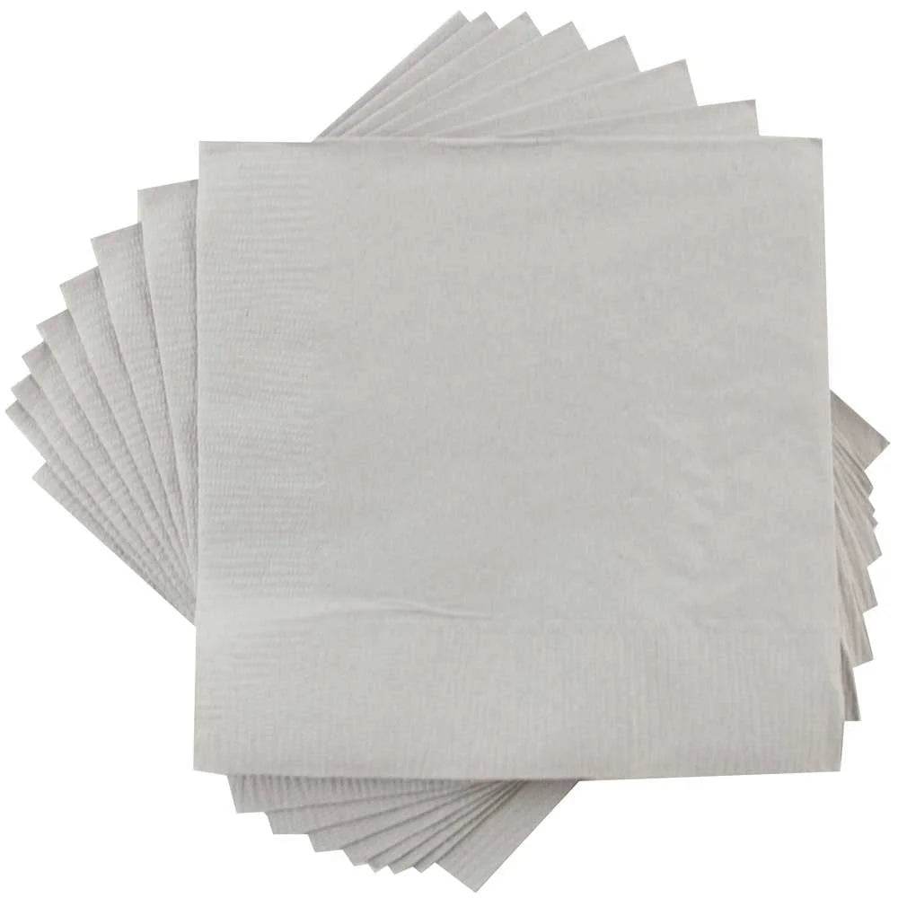 Disposable 2-Ply Medium Lunch Napkins Silver 6.5in x 6.5in 200 Pack - Loft&Timber