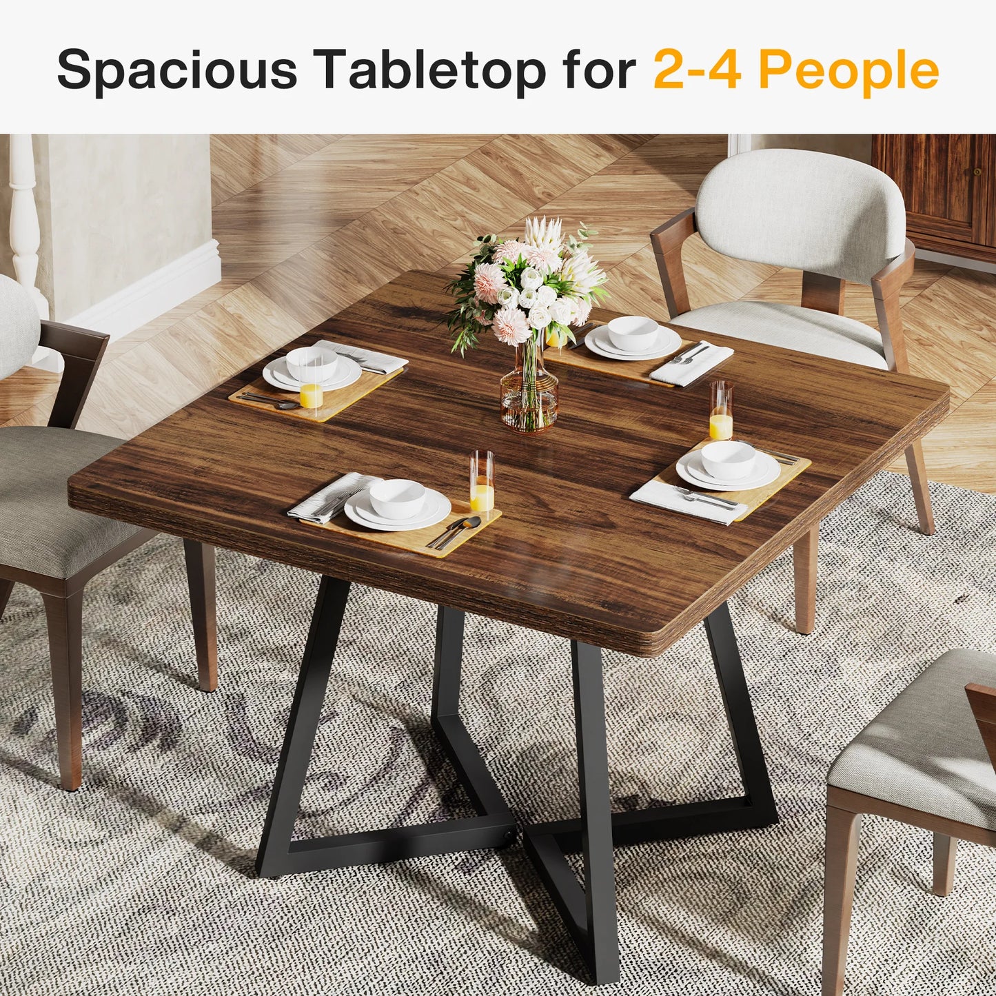 Tribesigns Square Dining Table for 4, 31.5" - Loft&Timber