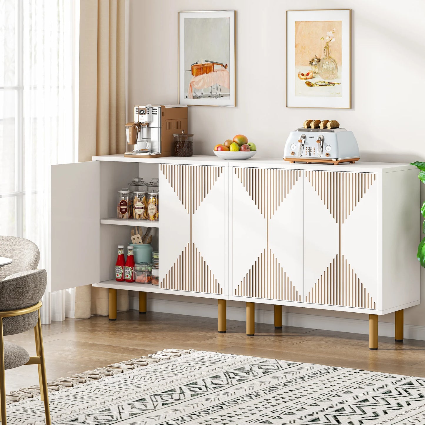59" Tribesigns Modern Natural Storage Cabinet; Freestanding Floor Cabinet - Loft&Timber