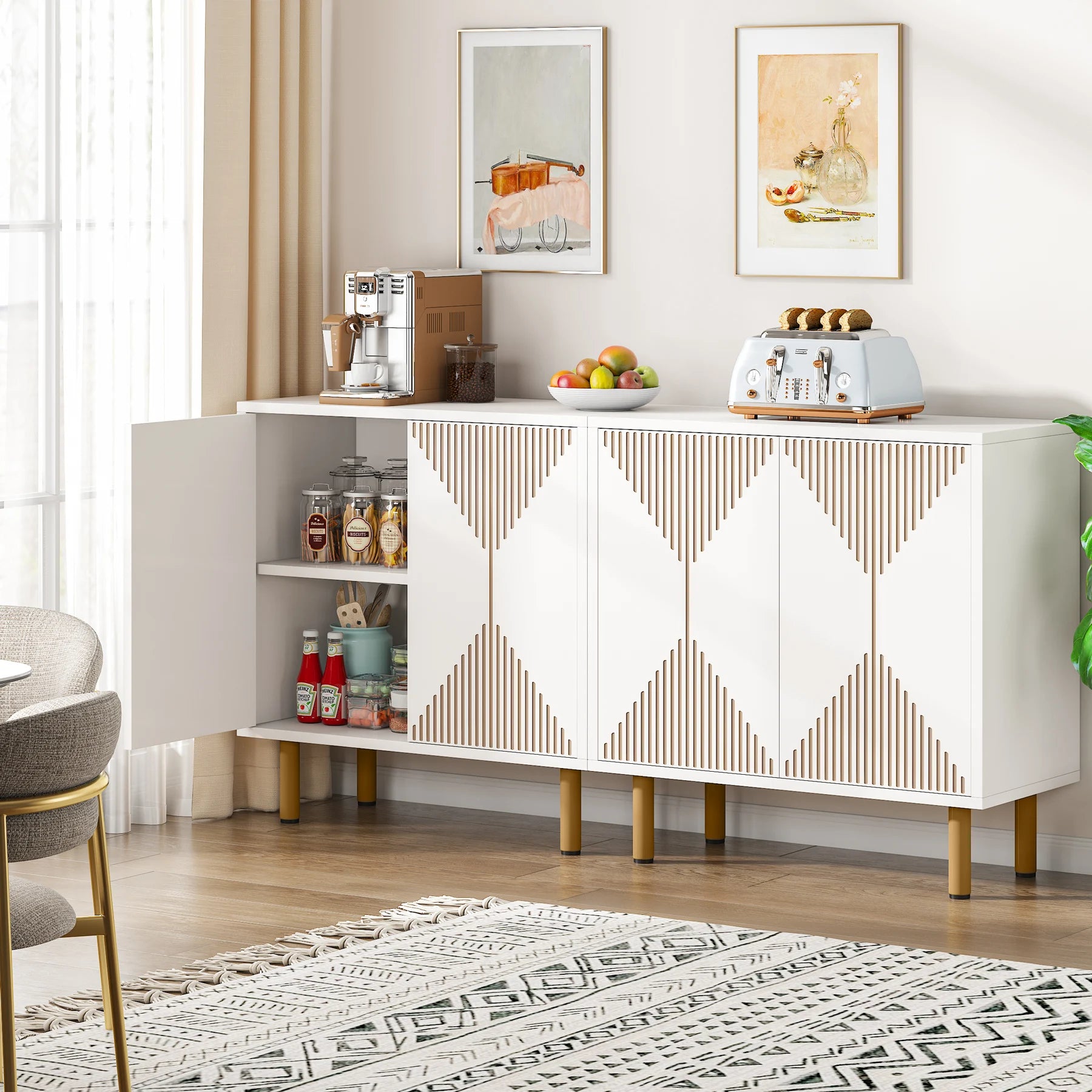 59" Tribesigns Modern Natural Storage Cabinet; Freestanding Floor Cabinet - Loft&Timber