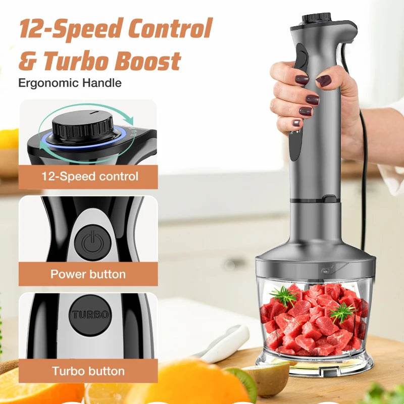 7 in 1 Immersion Hand Blender, Powerful 12 Speeds