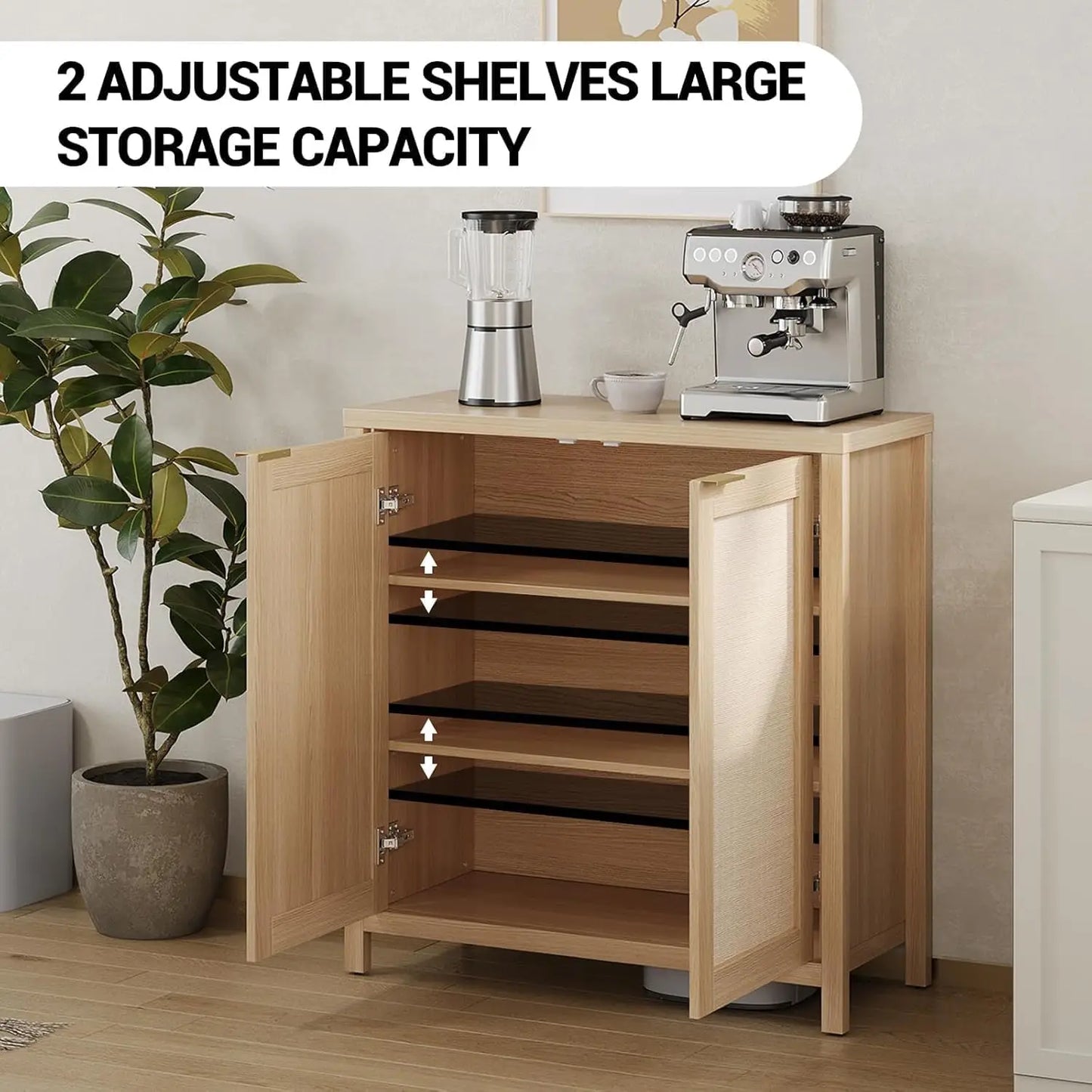 34" Rattan Sideboard Buffet Cabinet - Loft&Timber