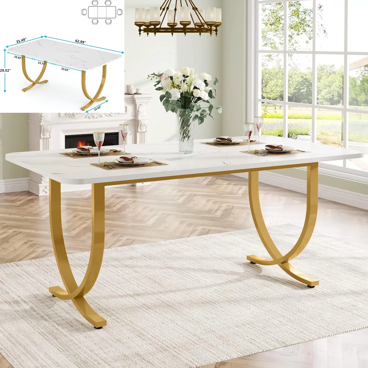 78.7" Long Dining Table for 6-8 Person - Loft&Timber