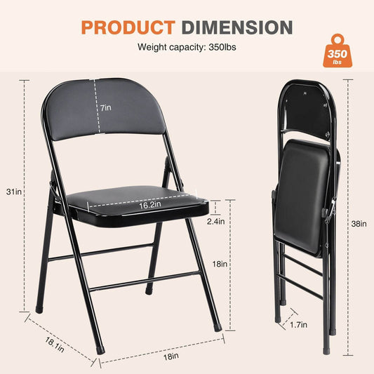 JHK Leather Padded Folding Chair 4 Pack - Loft&Timber